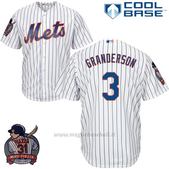 Maglia Baseball Uomo New York Mets Curtis Granderson Bianco Cool Base With Piazza